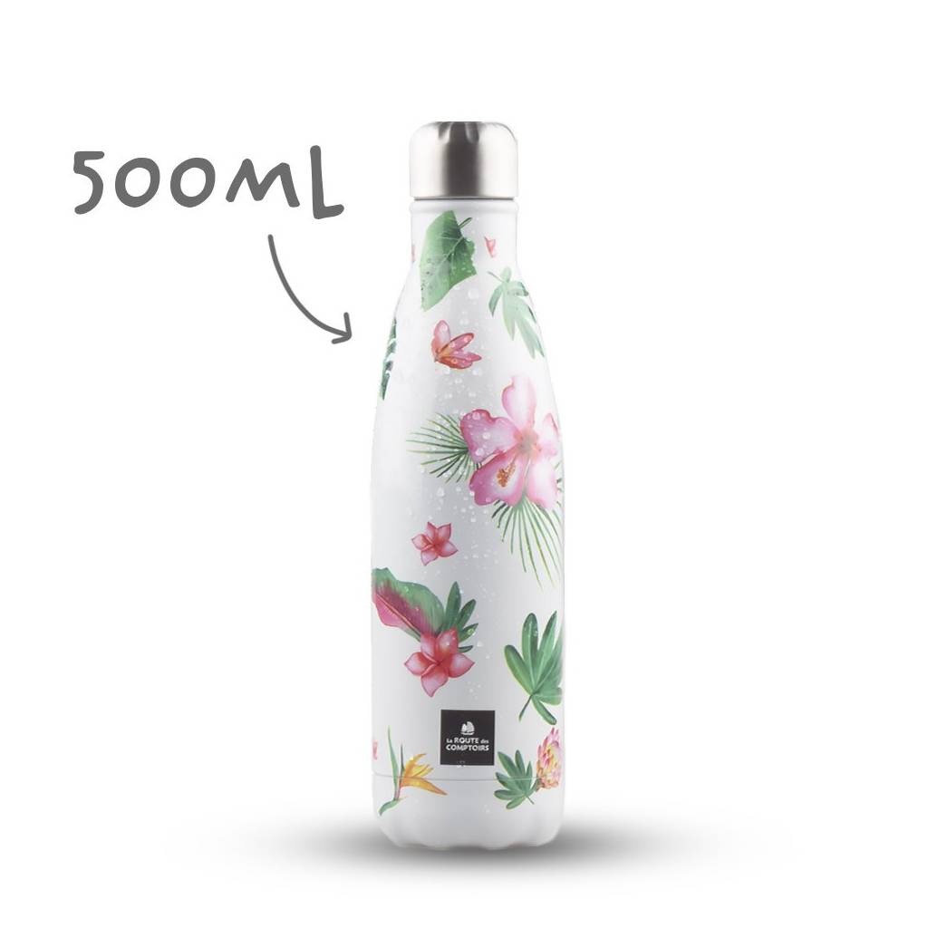 Gourde inox isotherme Flowers 500 ml Couleur Blanc