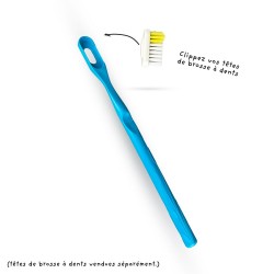 Manche de brosse à dents bleue et tête