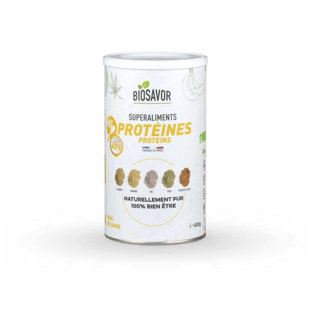 Bio-Proteinmischung mit Bananengeschmack - 400gr Bio-Proteinmischung mit Bananengeschmack - 400gr