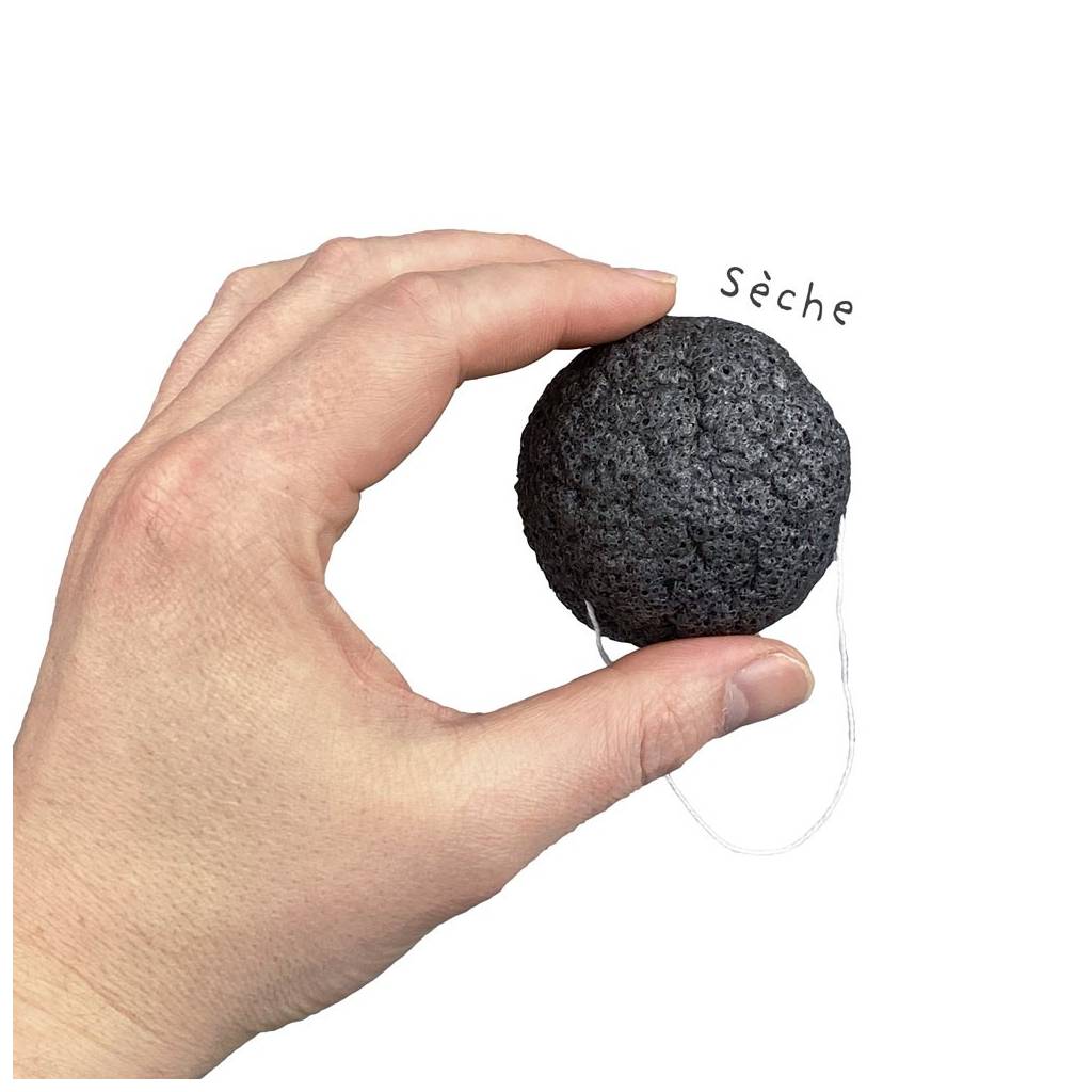 Eponge Visage Konjac Au Charbon De Bambou – 100% Naturelle, Pour Peau Grasse – Neuve