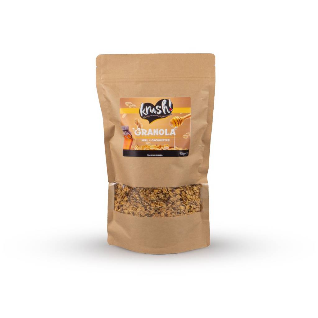 Sachet granola miel cacahuètes de face