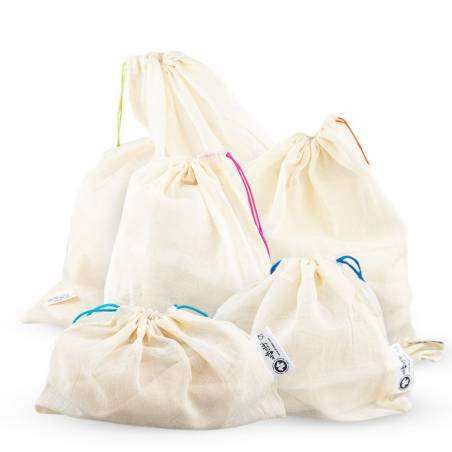 Lot De Sacs En Coton Jaune Réutilisables - Cordon Unique, écologiques, Neufs