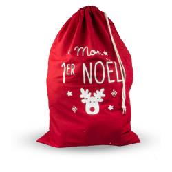 Hotte du père Noël rouge mon 1ère Noël