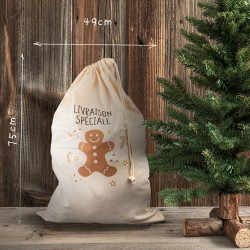 Hotte du père Noël blanche livraison spéciale pain d'épices dimensions