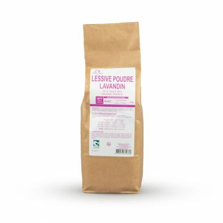 Sachet de 1kg de lessive au lavandin de face Sachet de 1kg de lessive au lavandin de face