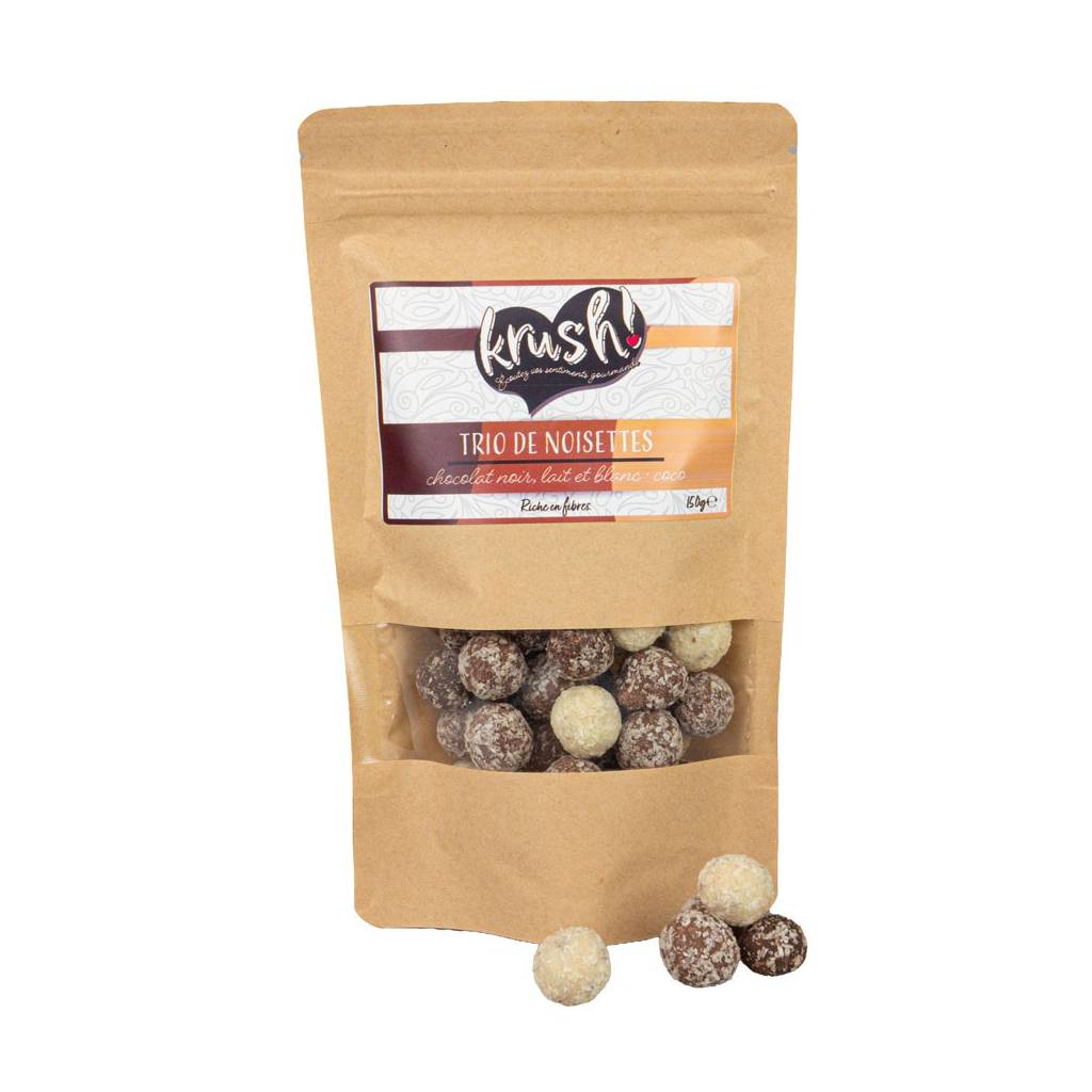 Trio aus umhüllten Haselnüssen und Kokosnuss Trio aus umhüllten Haselnüssen und Kokosnuss