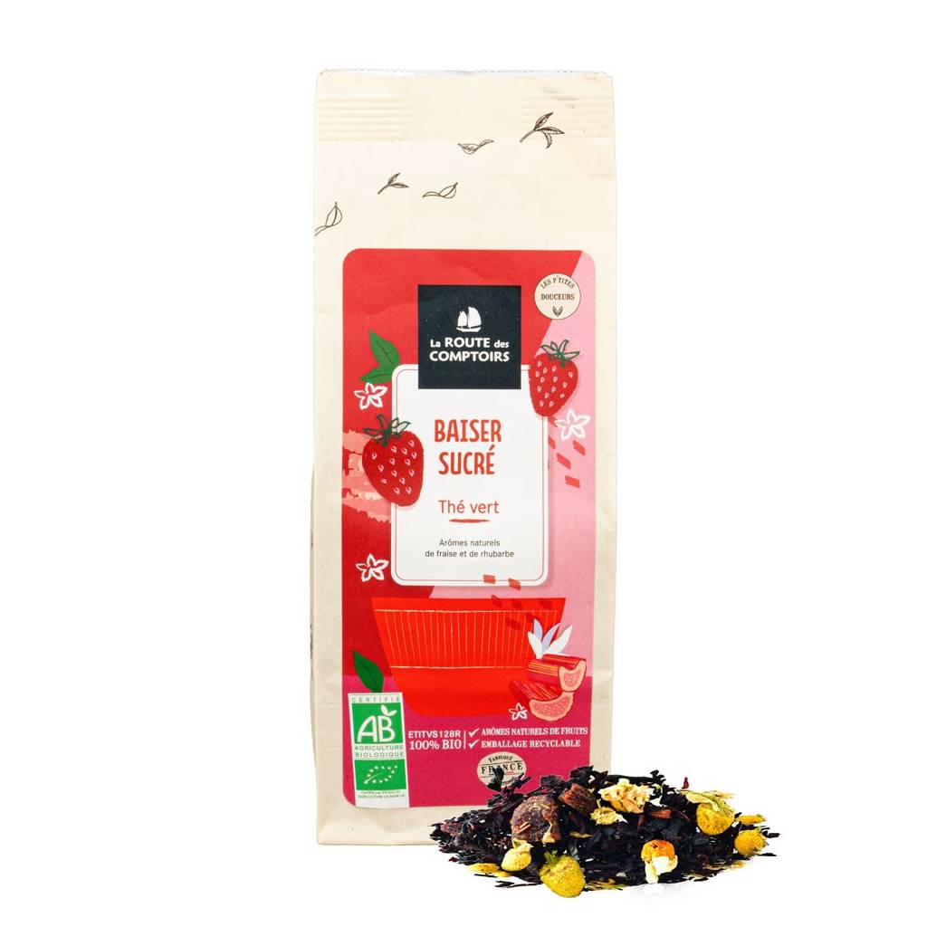 Süßer Kuss - Bio-Grüntee-Erdbeer-Rhabarber 100 g Süßer Kuss - Bio-Grüntee-Erdbeer-Rhabarber 100 g