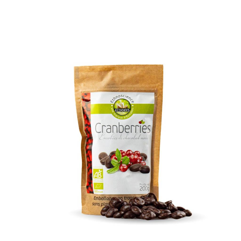 Biologische cranberry's met pure chocolade