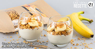 Rezept Nr 21 : Verrine Joghurt und Erdnusshonig-Müsli