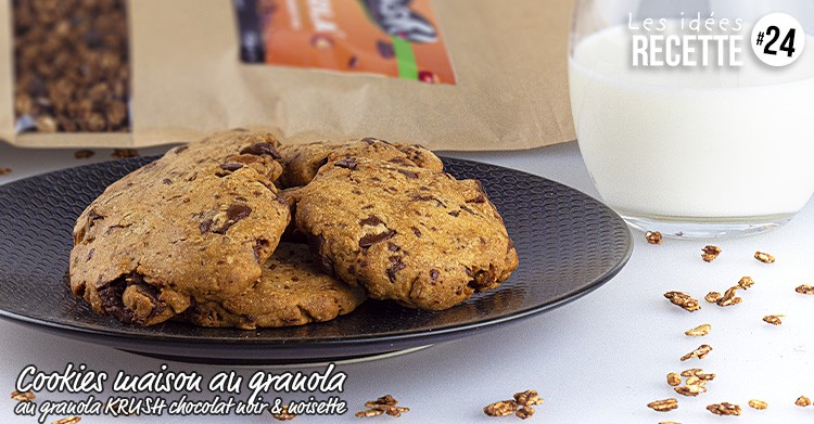 Recipe n°24: Homemade cookies with dark chocolate & hazelnut granola